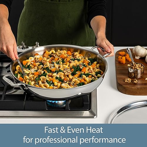 All-Clad D3 3-Ply Stainless Steel Large Frying Pan 7 Quart, Induction Safe O435