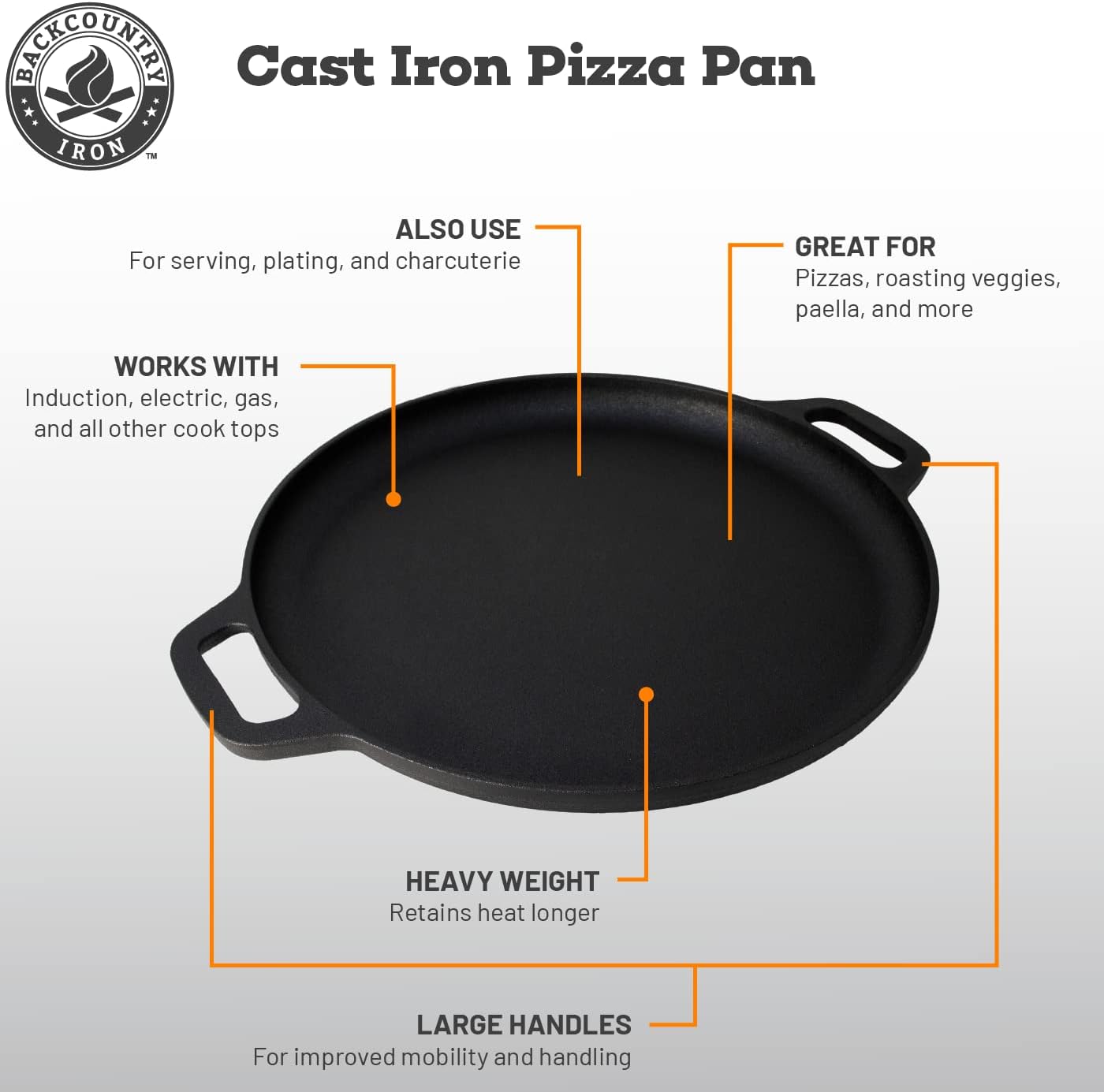 Backcountry Iron 13.5 Inch Pre-Seasoned Cast Iron Pizza Pan S166