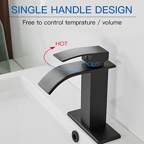 BWE Bathroom Faucet Oil Rubbed Bronze Waterfall Single Hole with Pop Up Drain R2874