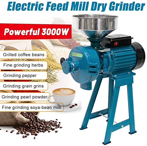3000W Electric Grain Grinder Corn Mill Commercial Wet Dry Cereals Machine with Funnel H4122