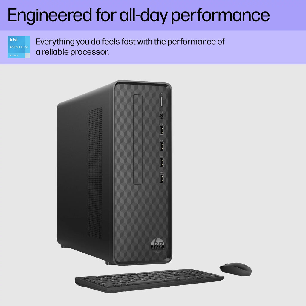 HP Slim Desktop Tower, Intel Pentium, 8GB RAM, 256GB SSD, Windows 11 Home, Black L736