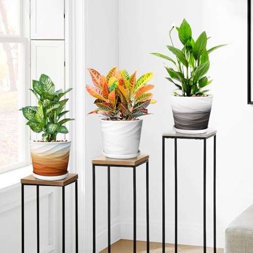 Ceramic Plant Pot with Drainage Saucer 8 Inch Indoor Planter k7