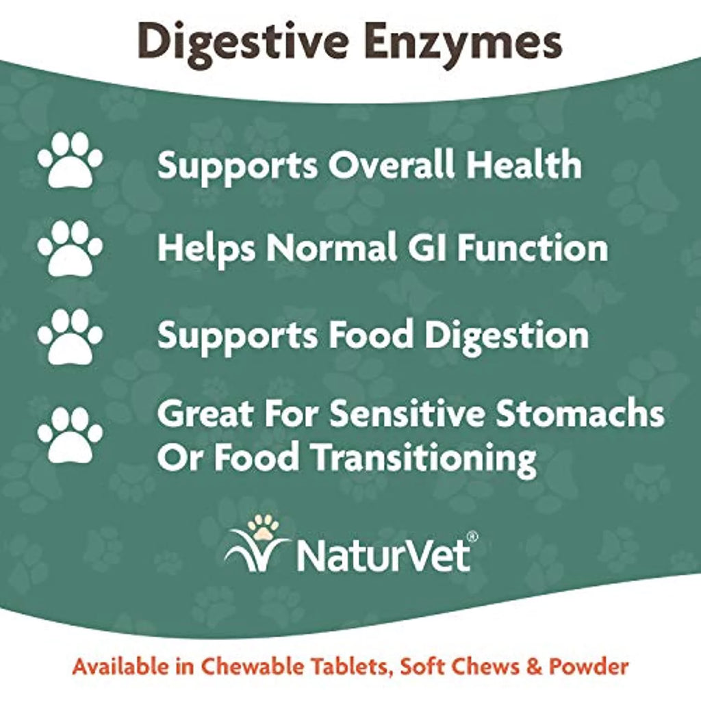 NaturVet Digestive Enzymes for Dogs & Cats, Probiotics & Prebiotics, 4 oz Powder S7111