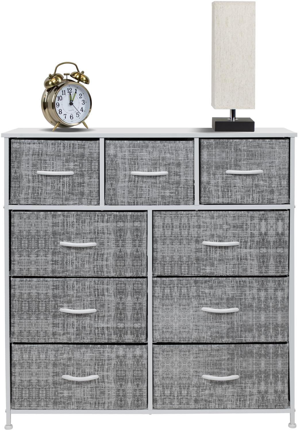 Sorbus Dresser with 9 Drawers, Steel Frame, Wood Top C7582