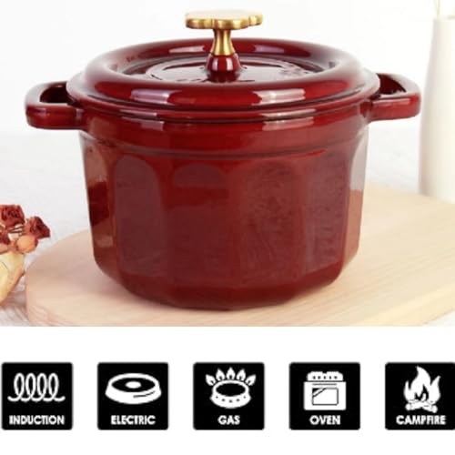 2QT Cast Iron Dutch Oven with Star Knob, Red X9935