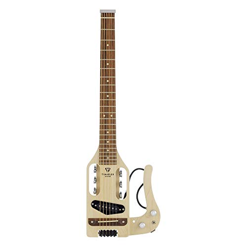 Traveler Guitar Pro-Series Antique Brown Acoustic Electric Guitar | Full 24.75" Scale Portable Electric Acoustic Guitar | Travel Guitar with Output Jack | Headless Guitar with Custom Gig Bag