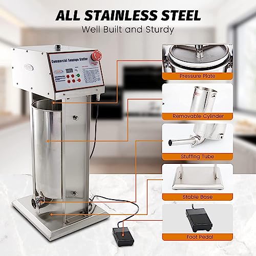 Hakka Commercial 22LB Stainless Steel Electric Sausage Stuffer V65198