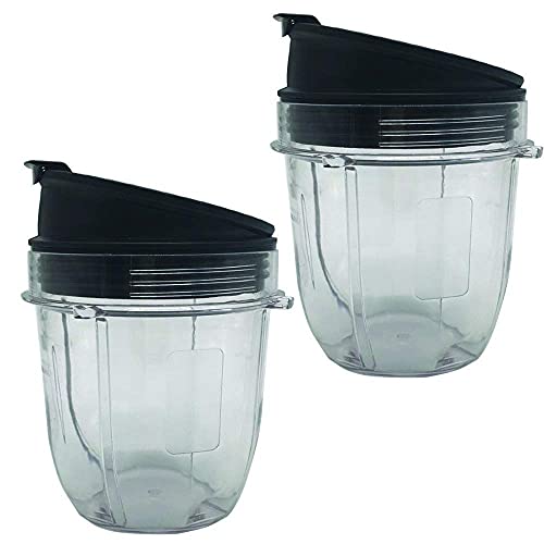 2pcs 18oz Replacement Jar Cup with Spout Lid for Nutri Ninja Blender Auto iQ L99513
