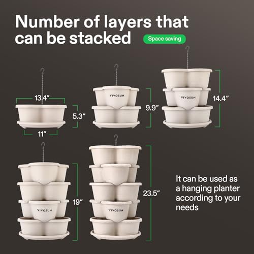 5 Tier Vertical Stackable Planter for Plants Grey a7