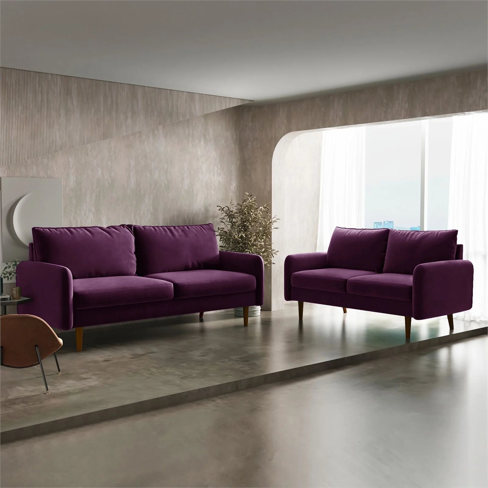 Pemberly Row Contemporary 70" Velvet Sofa Purple A197