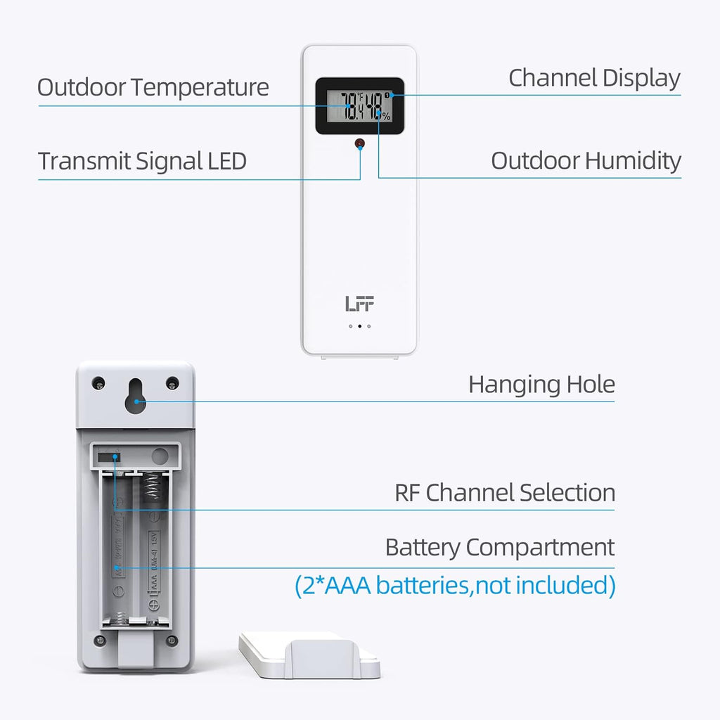 Wireless Weather Station with 2 Sensors, Indoor Outdoor Thermometer, Atomic Clock A184