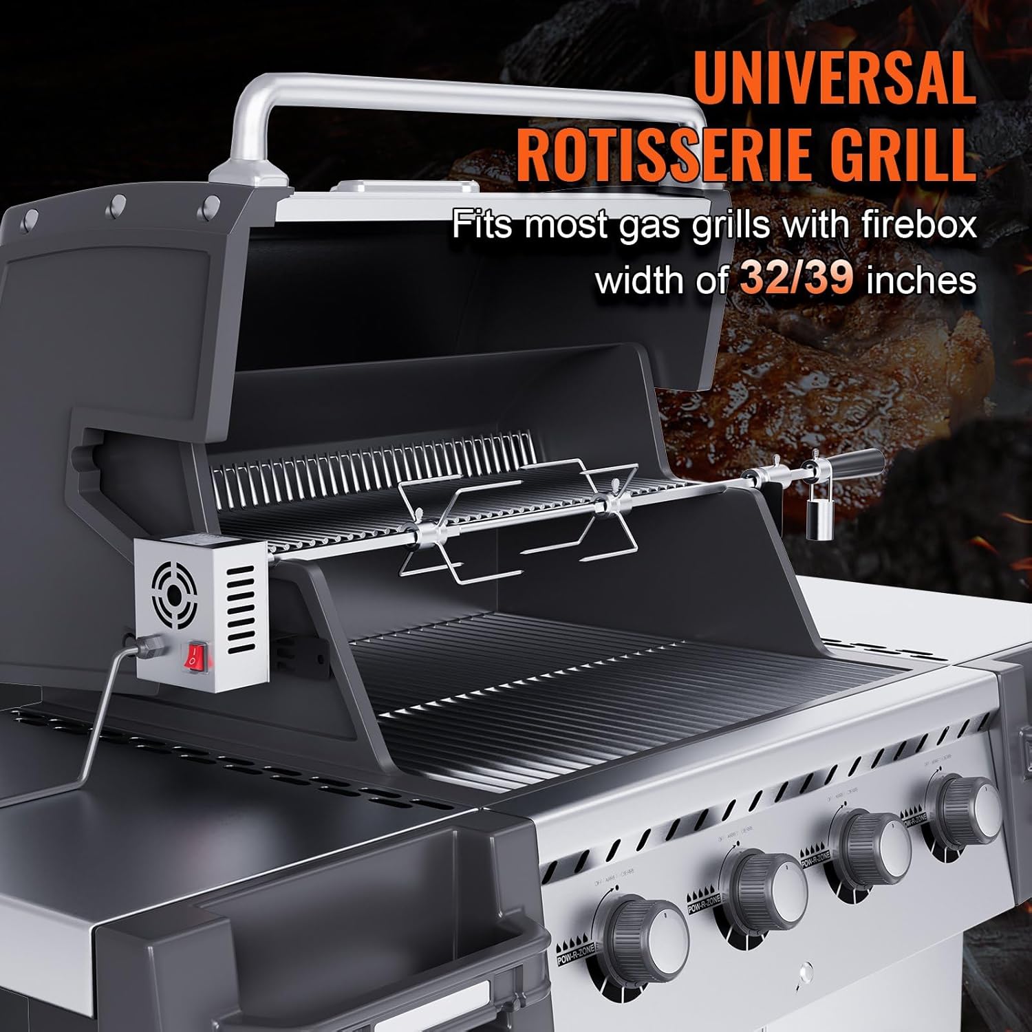 Stainless Steel Grill Rotisserie Kit with Motor for BBQ N10422