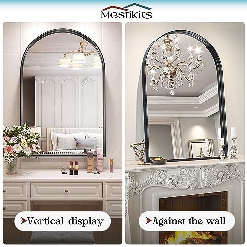 Black Arched Wall Mirror 22"x30" for Bathroom Vanity C674852