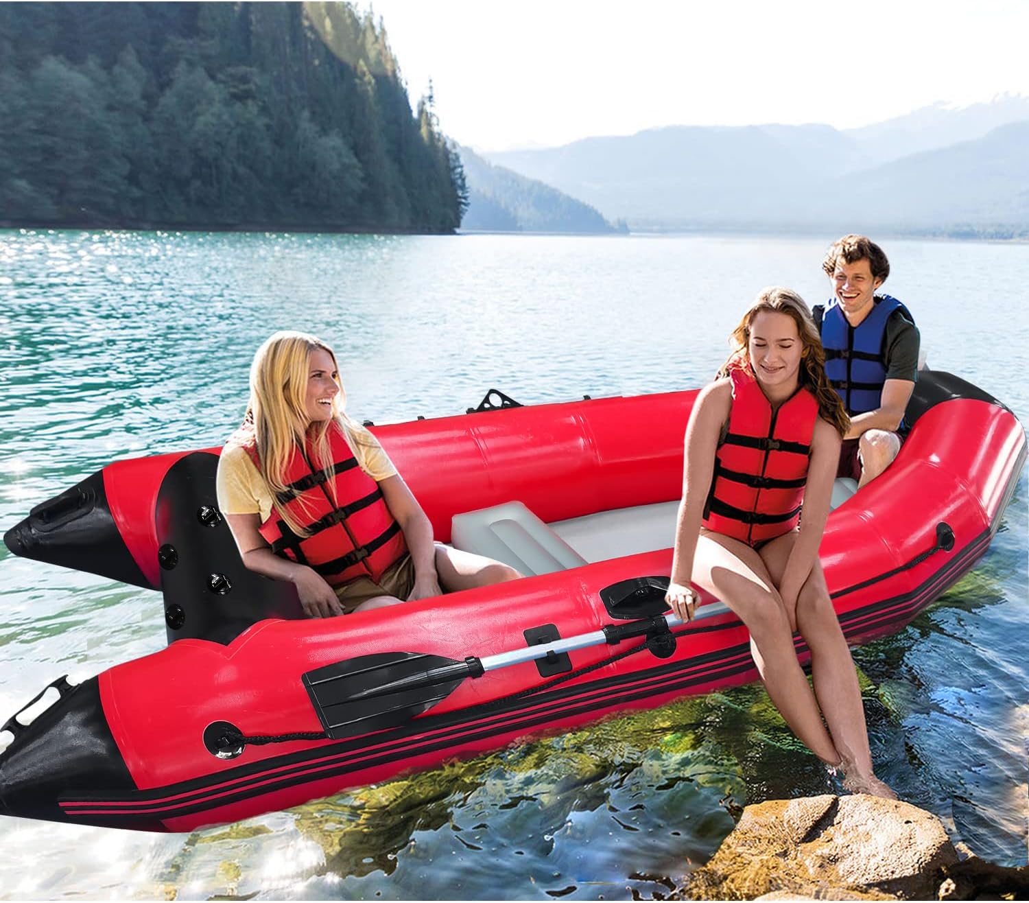 10 ft Inflatable Dinghy Boat for 4 Persons with Paddles, Pump & Carry Bag X902