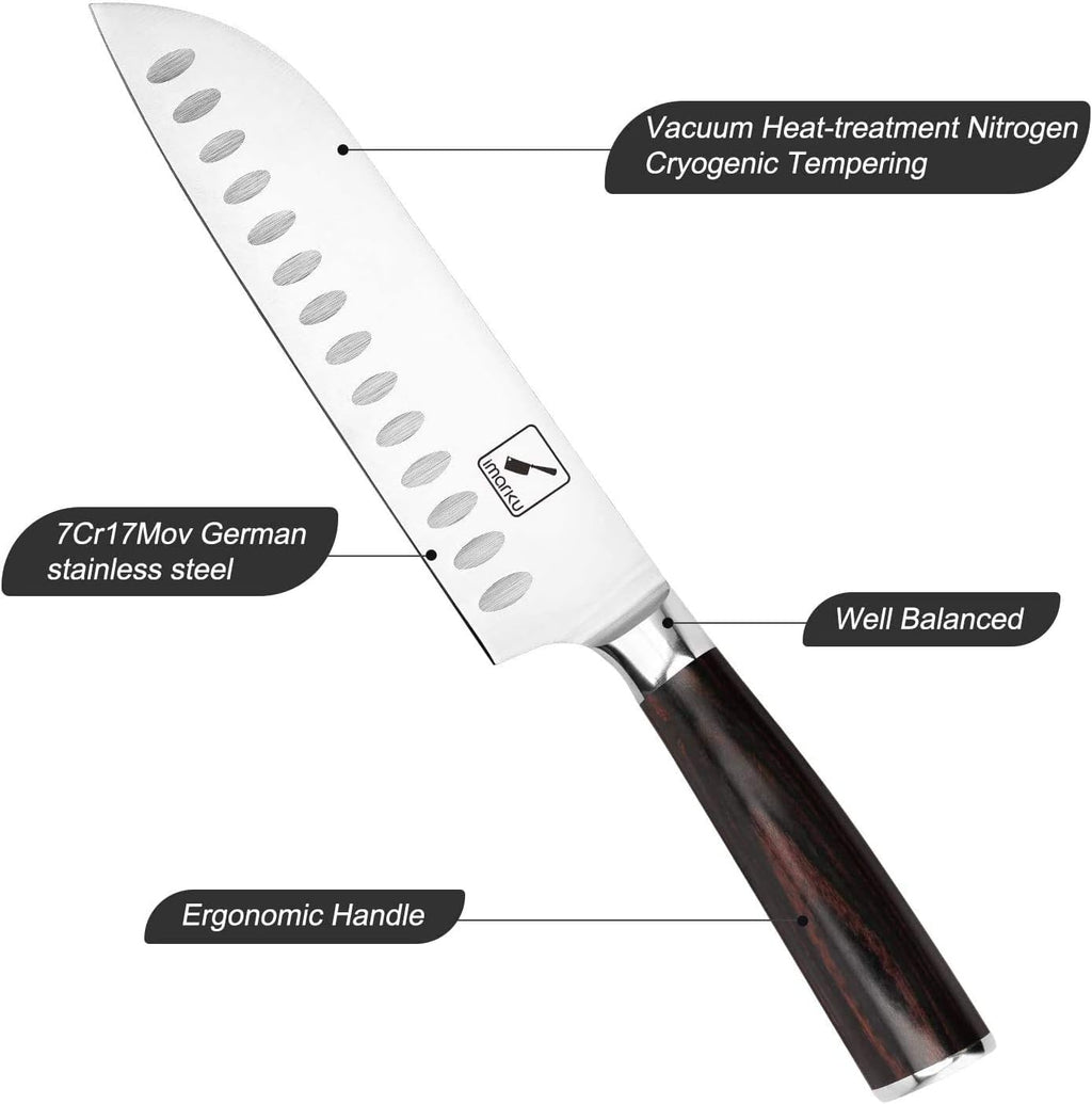 imarku Santoku Knife and Cleaver Knife 7 inch High Carbon Steel B1012