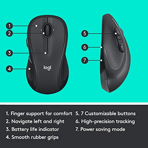 Wireless Mouse for Laptop and PC with Programmable Buttons Graphite k7