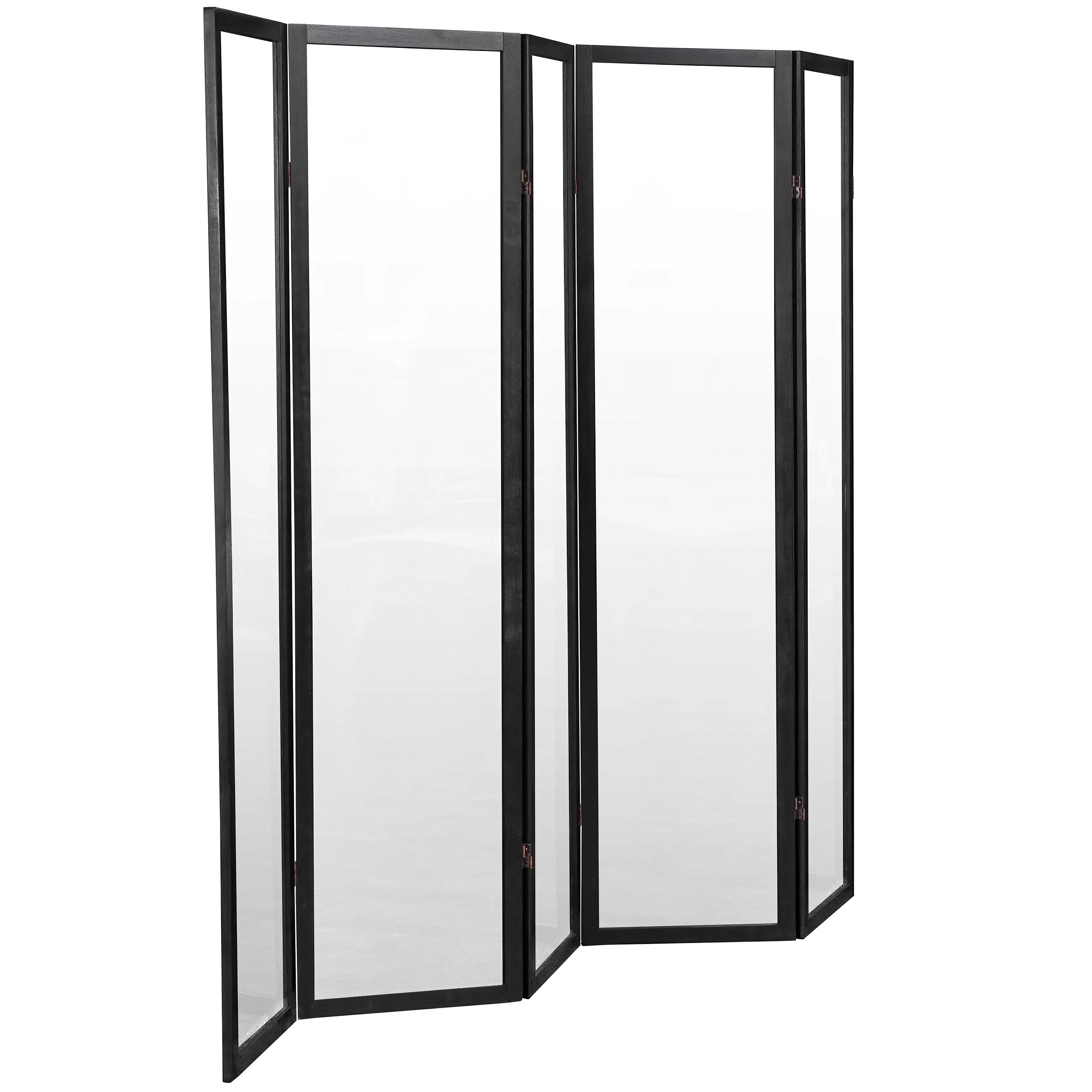 Oriental Furniture 6 ft. Tall Black 5 Panel Screen U8849
