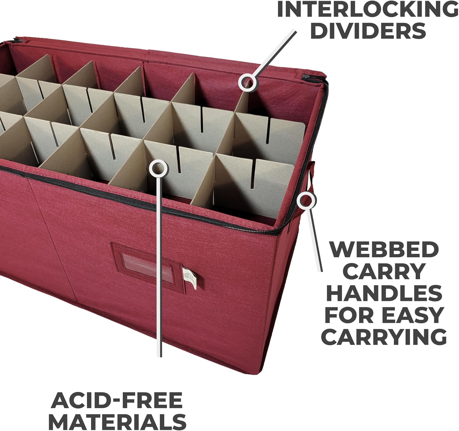 Christmas Ornament Storage Box with Adjustable Dividers Holds 54 k7