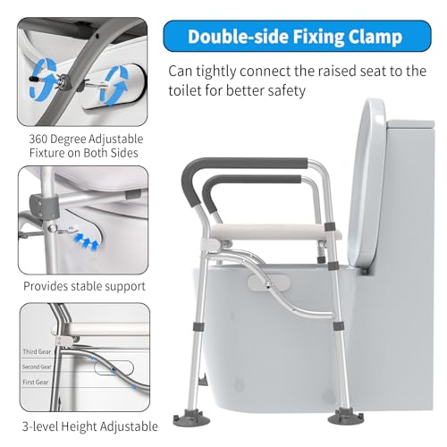 Elevated Toilet Seat with Handles for Seniors 450lbs k7m