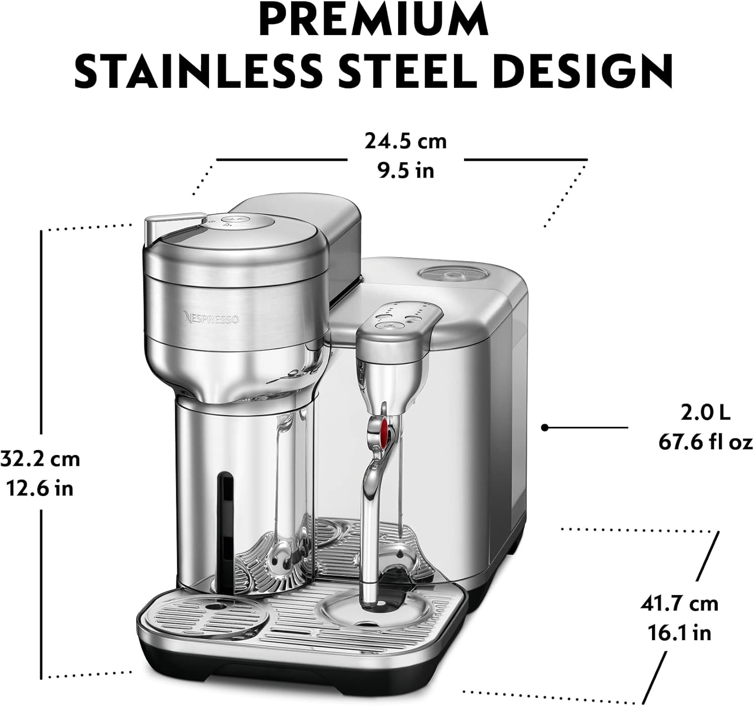 Nespresso Vertuo Creatista Coffee and Espresso Maker by Breville, Brushed Stainless Steel T931