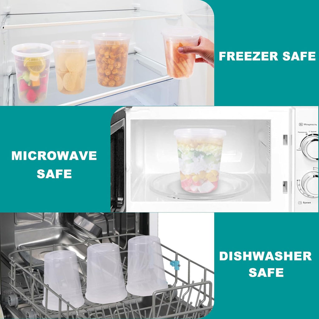 50 Pack 32oz Deli Containers with Airtight Lids, BPA-Free, Leakproof R686477