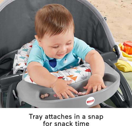 Fisher-Price Travel Baby Chair Sit-Me-Up Floor Seat with Snack Tray and Canopy O535