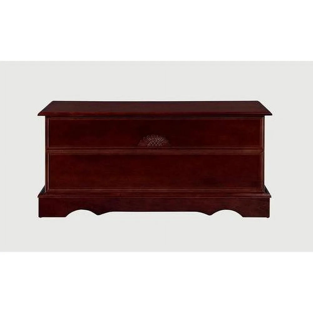 Cedar Lined Wood Storage Blanket Chest Trunk, Warm Brown E1208