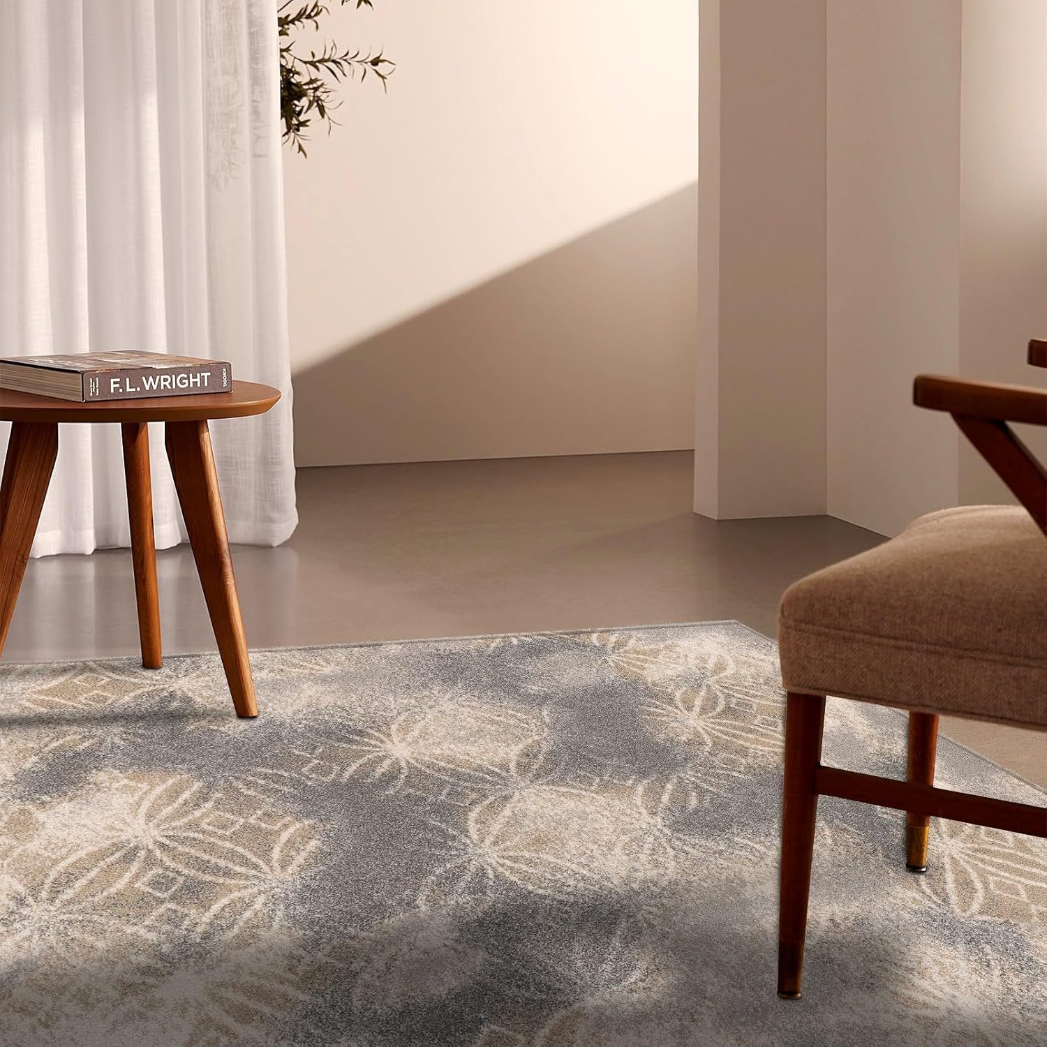 New Zealand Plush Scandinavian Grey Brown Indoor Area Rug 4' x 6' A2990