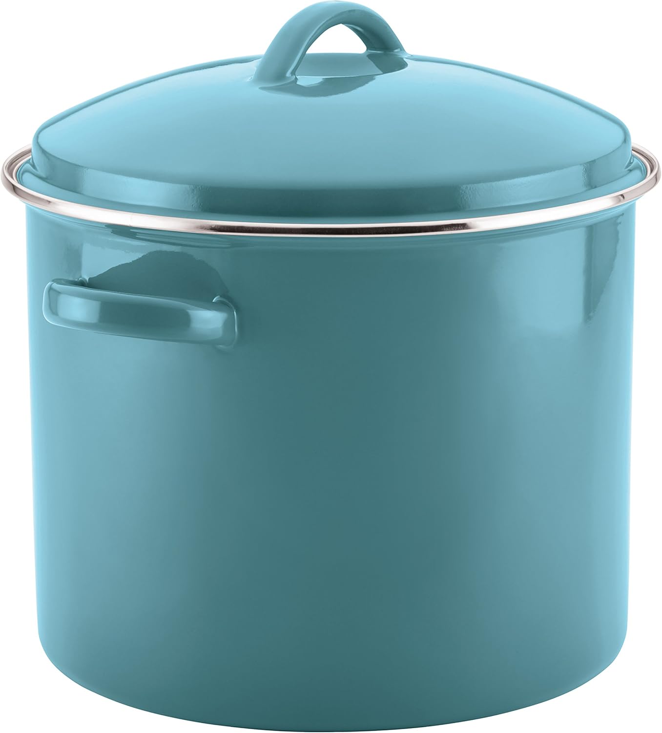 Farberware Enamel on Steel Stock Pot with Lid, 16 Quart, Aqua Blue D49368