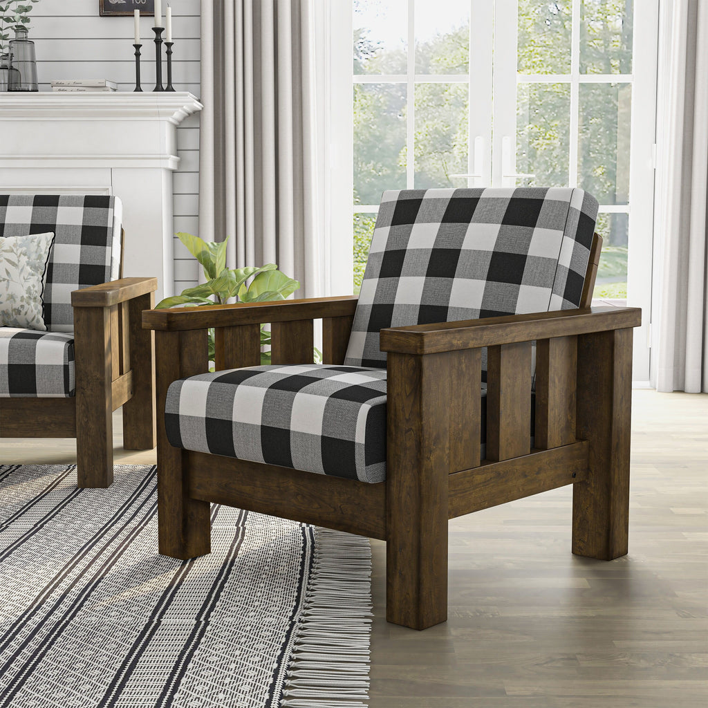 Furniture of America Jimo Rustic Oak Linen Fabric Padded Accent Chair by