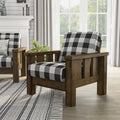 Furniture of America Jimo Rustic Oak Linen Fabric Padded Accent Chair by