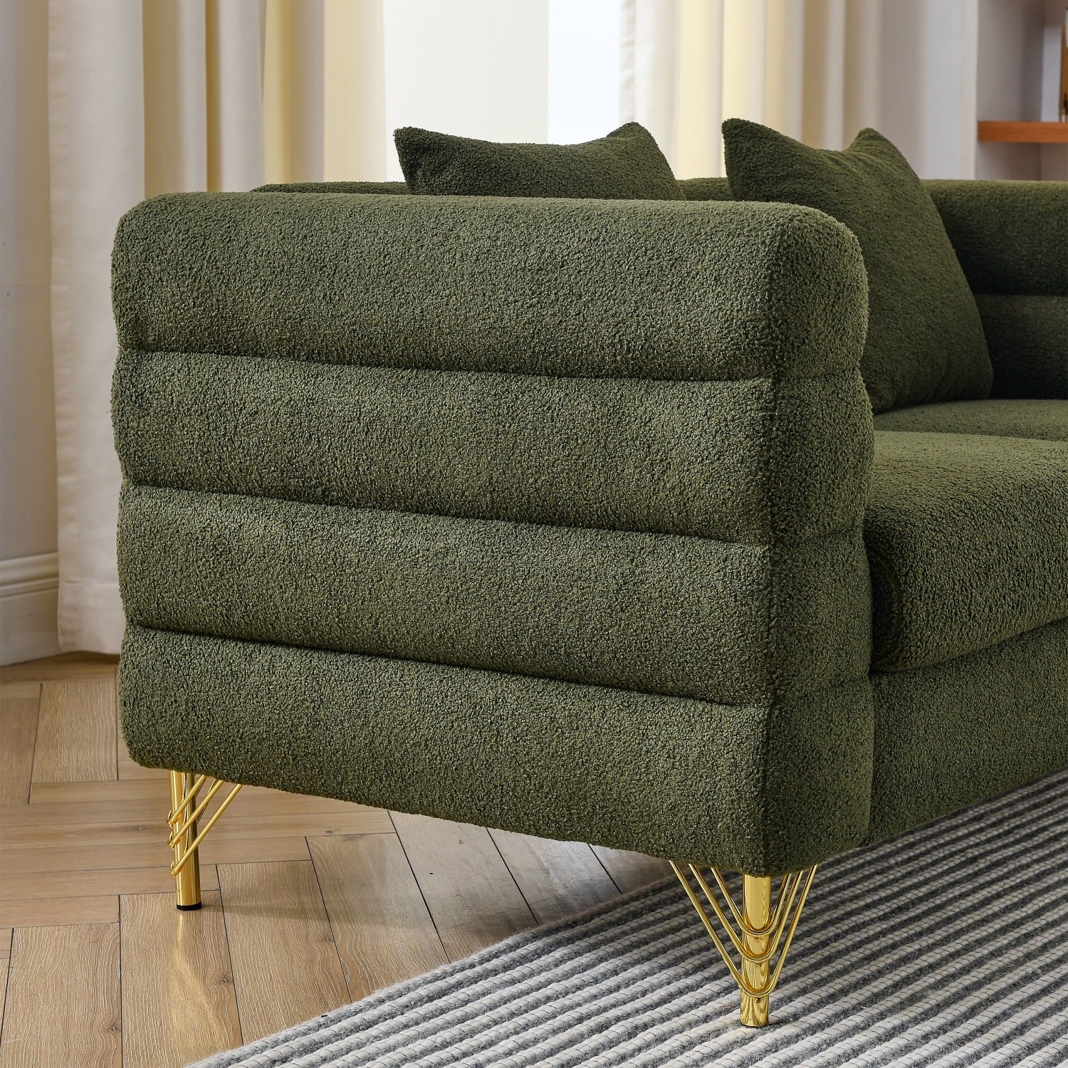 Holaki 81" Oversized Corner Sofa Set, L-Shaped Sectional Couch, 5-Seater, Green N206023