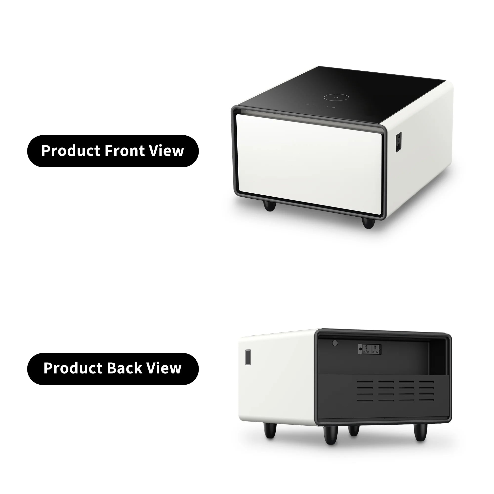 Livtab Smart Side Table with Built-in Fridge and Charging Station, White H571