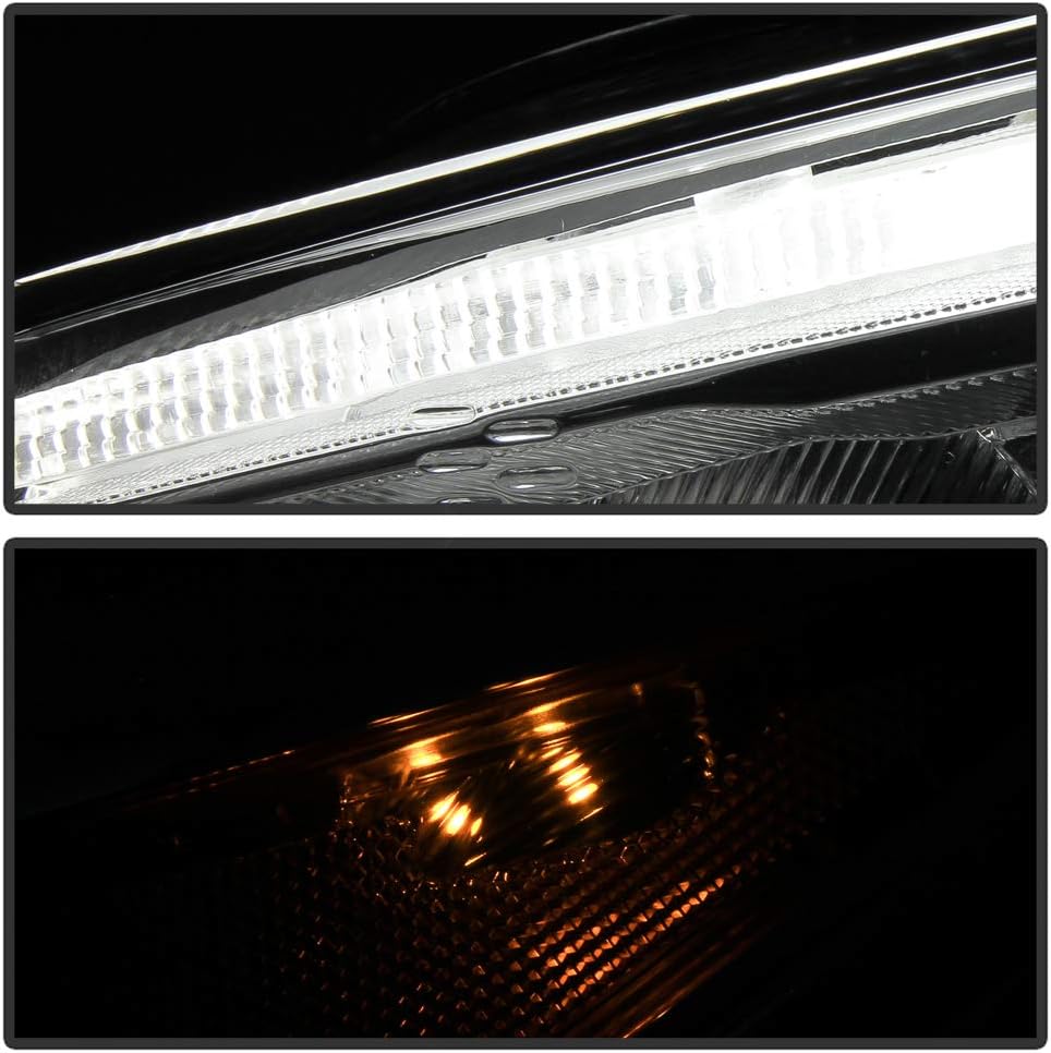 Chrome Housing Headlights Pair for Ford Focus 2015-2018 Halogen LED DRL k7m