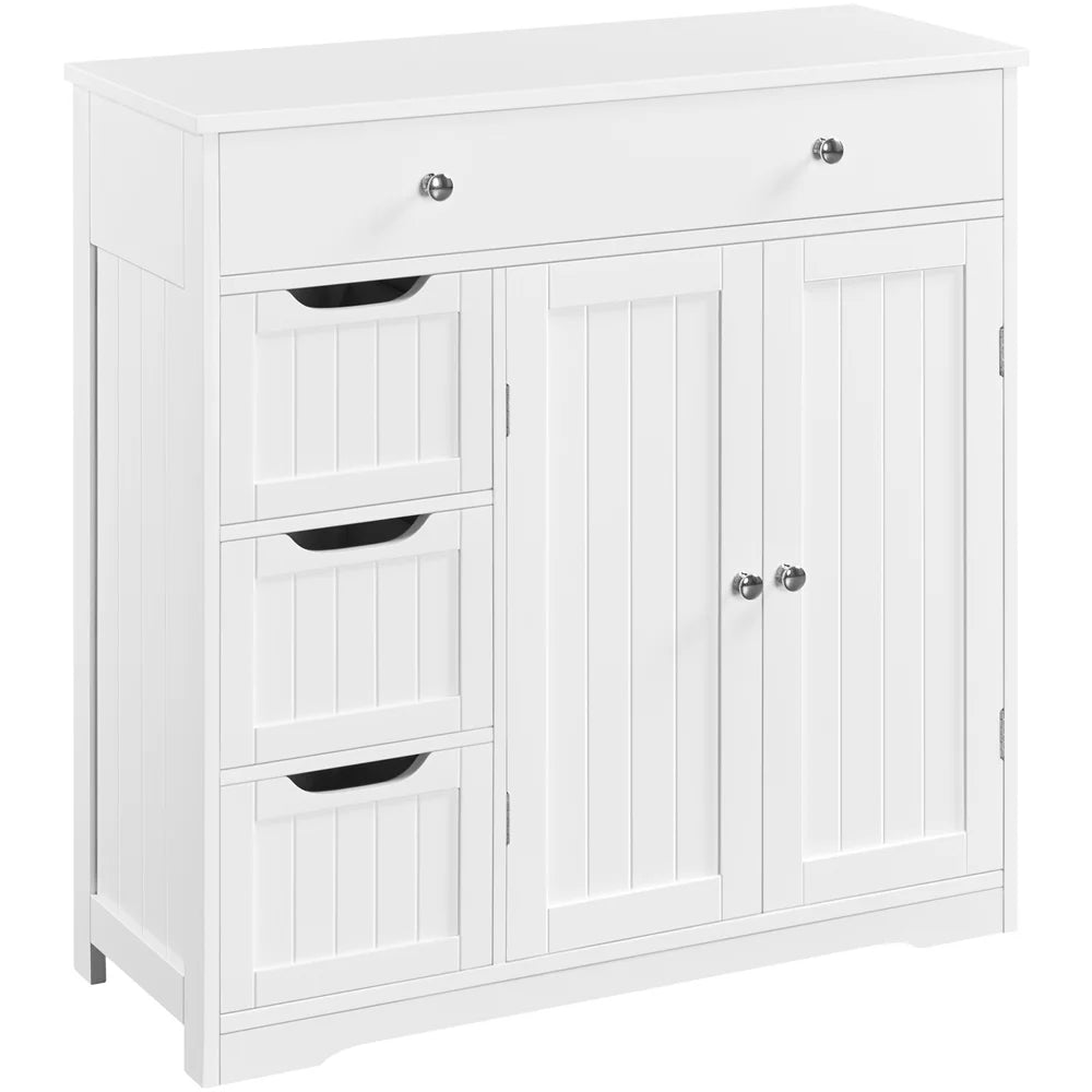 Topeakmart 4 Drawer Floor Storage Cabinet with Adjustable Shelf, White P19903