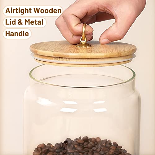 Large Glass Jars 1 Gallon with Bamboo Lids for Kitchen Storage D723