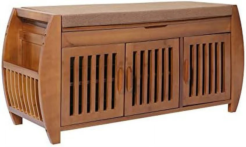 KBANZIBIU Shoe  Bench &amp; Bamboo Shoe Bench &amp; Shoe Rack Cabinet  Benches  Entryway  Organizer for Style &amp; Comfort  Detachable Cushion with Hidden  Compartment