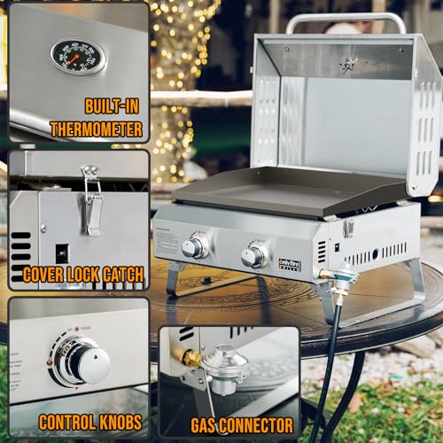Onlyfire Flat Top Gas Griddle, 2-Burner Portable Propane Grill for Outdoor BBQ Q64541