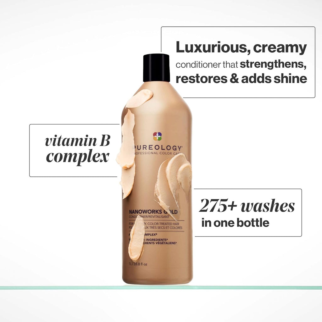 Pureology Nanoworks Gold Shampoo & Conditioner Bundle for Color-Treated Hair, Sulfate-Free, 33.8 Fl Oz U47040