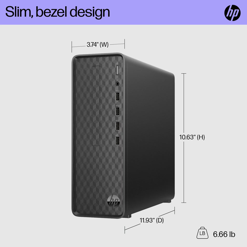 HP Slim Desktop Tower, Intel Pentium, 8GB RAM, 256GB SSD, Windows 11 Home, Black L736