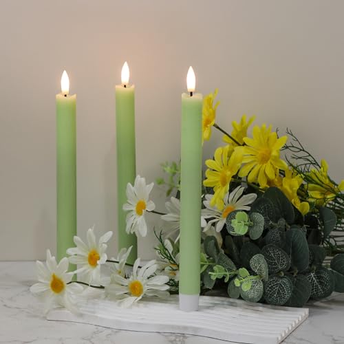 Drip Wax Flameless Taper Candles with Remote, Battery Operated LED Warm Light, Pack of 6 Ivory 9.64 Inch k7