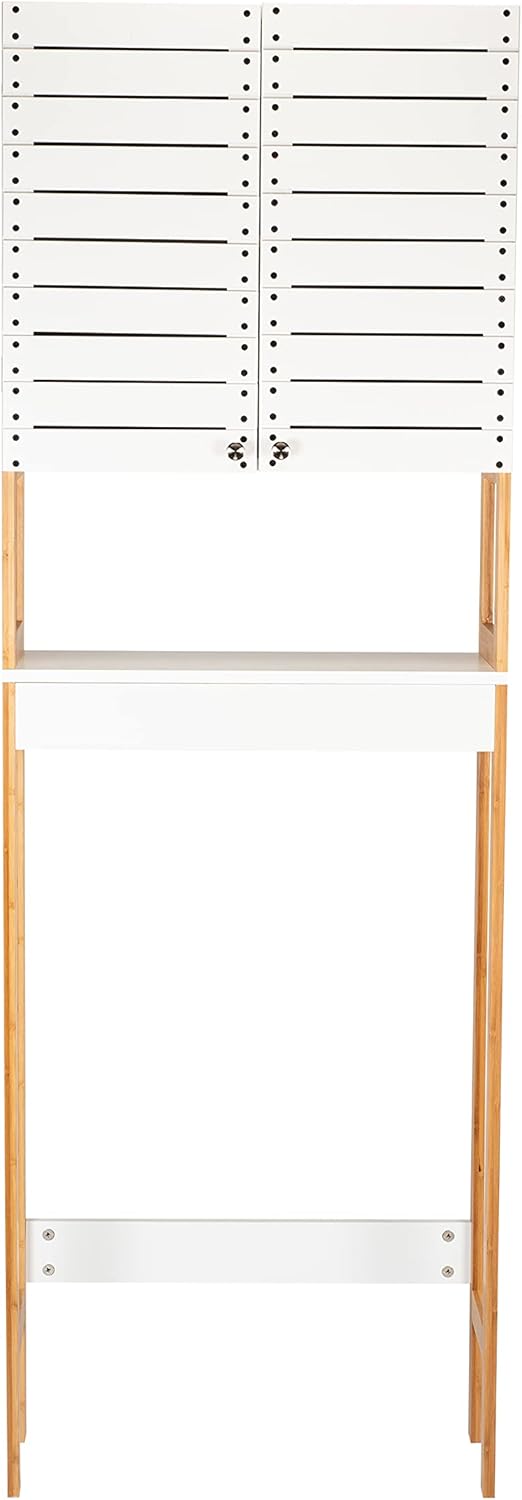 3 Shelf Over The Toilet Bamboo Cabinet in White B5928