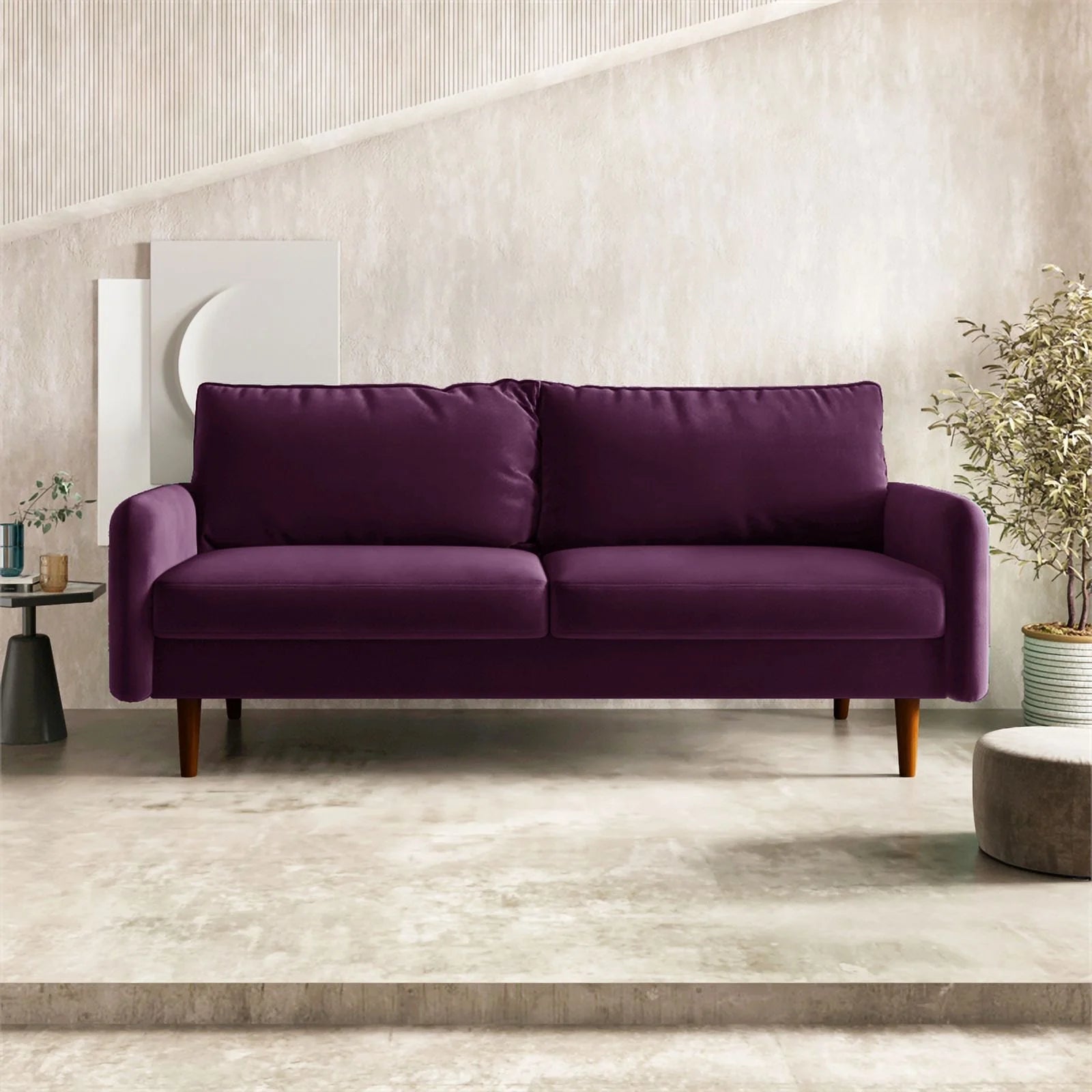 Pemberly Row Contemporary 70" Velvet Sofa Purple A197