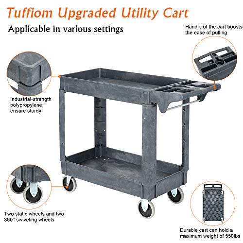 Plastic Utility Cart with Wheels Heavy Duty 3-Tier Storage a7