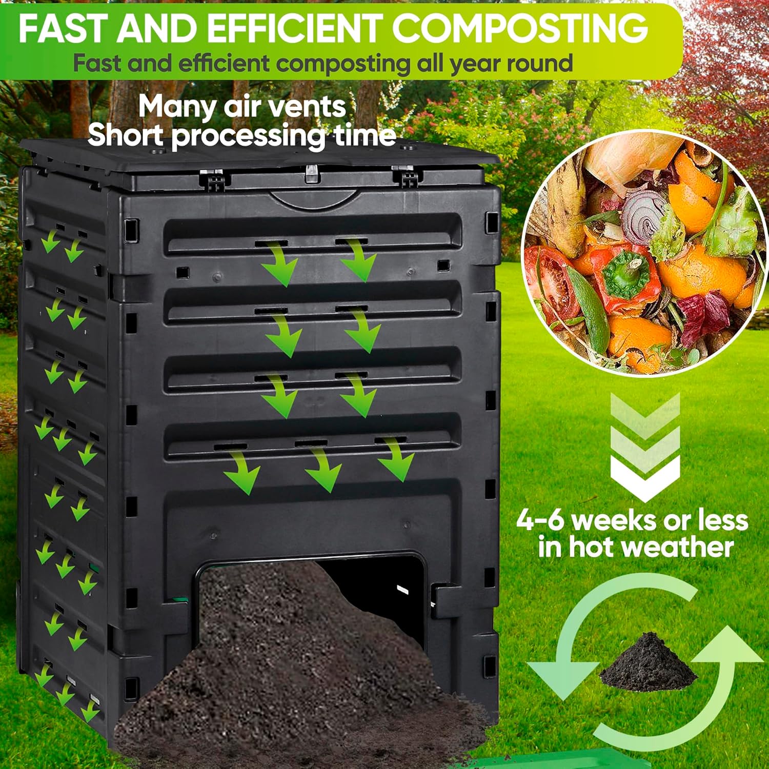 Garden Compost Bin 120 Gallon Outdoor Large Composter BPA-Free a7