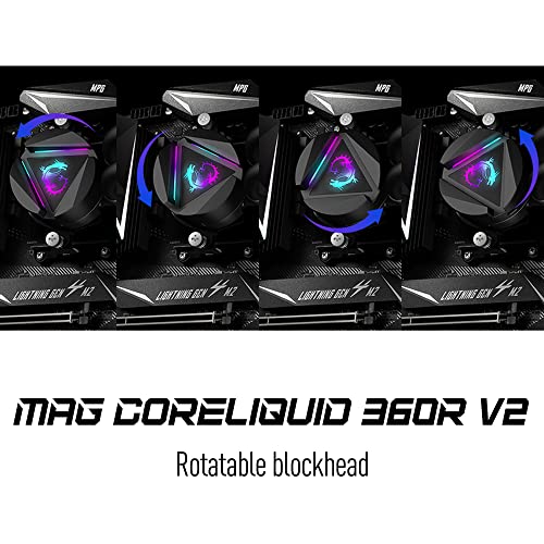 MSI MAG CoreLiquid 360R V2 AIO ARGB CPU Liquid Cooler, 360mm Radiator B79026