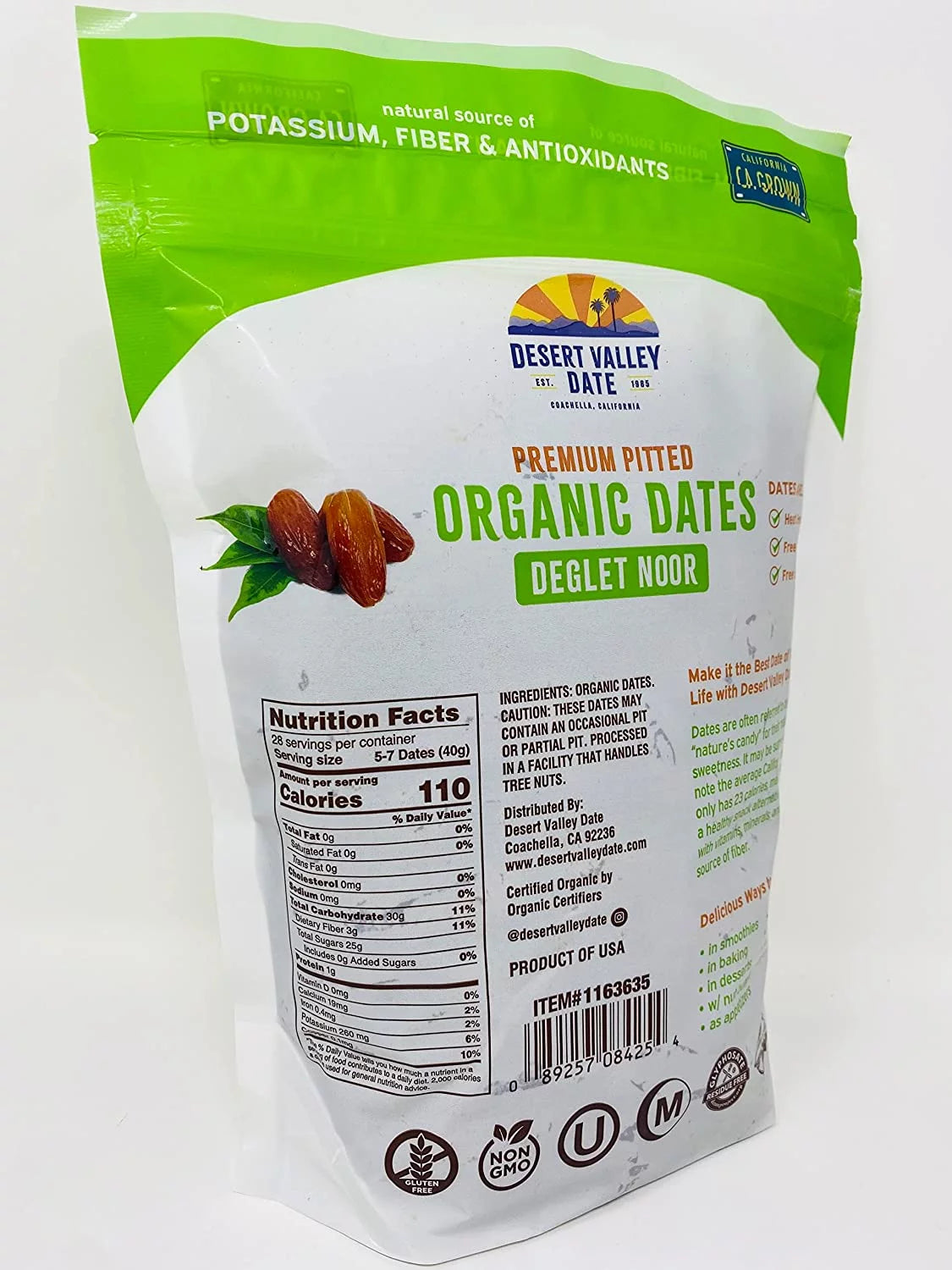 Desert Valley Date Organic Deglet Noor Pitted Dates, Kosher X804873