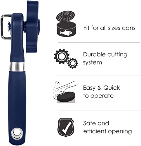 2 in 1 Manual Can Opener with Smooth Edge & Bottle Opener, Stainless Steel Blade W981