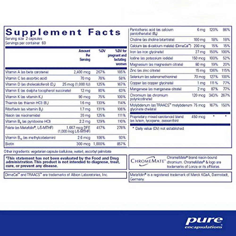 Pure Encapsulations PreNatal Nutrients Multivitamin, 120 Capsules N5831