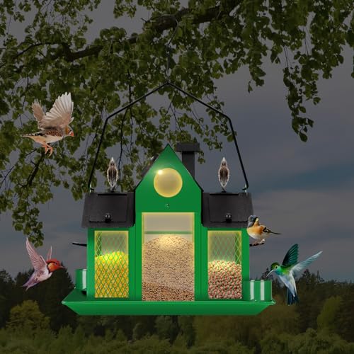Solar Bird Feeder for Outside Hanging Metal Wild Bird Feeder Blue k7